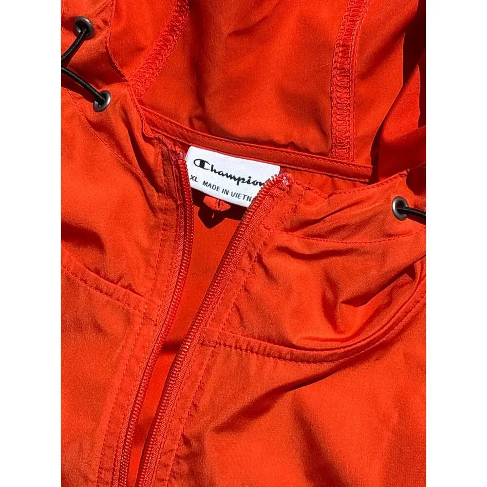 Champion Orange Lightweight half zip packable windbreaker jacket running XL